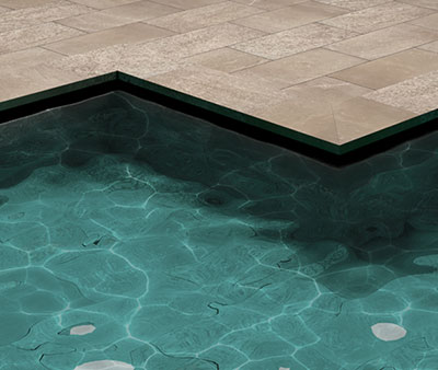 Sistema Smart para piscinas desbordantes, colección Trésor Rosa Gres