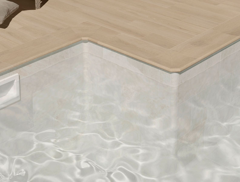 Traditional pool with Solution S - Wood look tile in Porcelain Stoneware - Alma Collection
