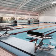 Flooring for public swimming pool. Aqua Azul