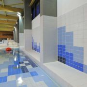 Flooring for public swimming pool. Aqua Prusia