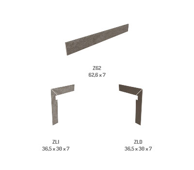 Piezas de acabado para Zócalos y zanquines de gres porcelánico